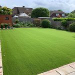 artificial grass new garden with patio